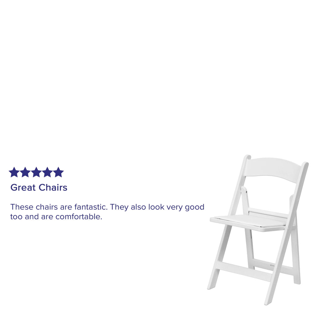 Set of 4 White Resin Folding Chairs U703591