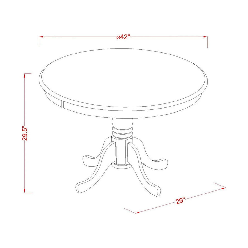 Set of 4 Linen Fabric Baby Blue Dining Chairs and 42-Inch Round Linen White Dining Table O64826