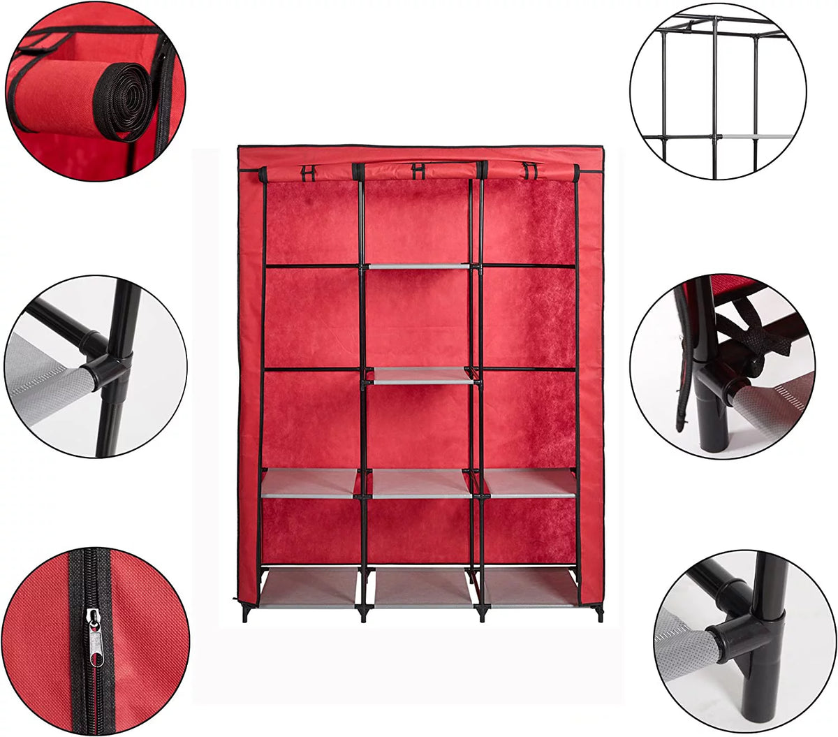 Portable Cloth Closet Organizer with Hanging Rack and Removable Cover F892480