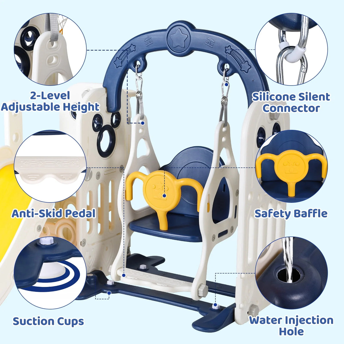 5 in 1 Toddler Swing and Slide Set Y342287