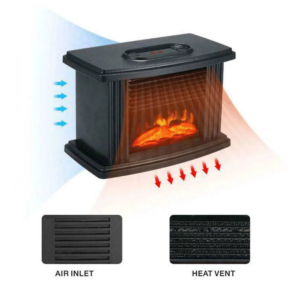 Portable Electric Fireplace Heater Adjustable 3D Flame R649483