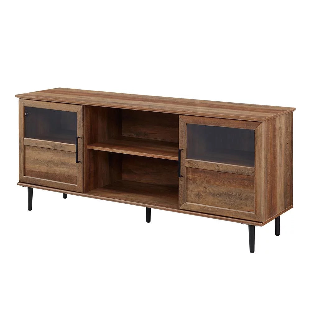 58" Glass and Wood TV Console L3025