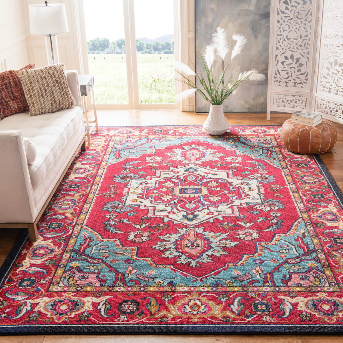 Red Turquoise 10' x 14' Area Rug Z94218