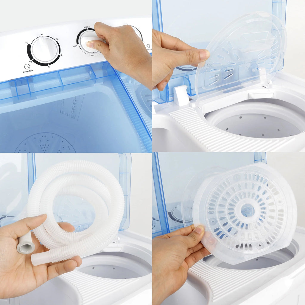 Portable Compact Twin Tub Washing Machine 11lb Washer 6.6lb Spin Dryer E180