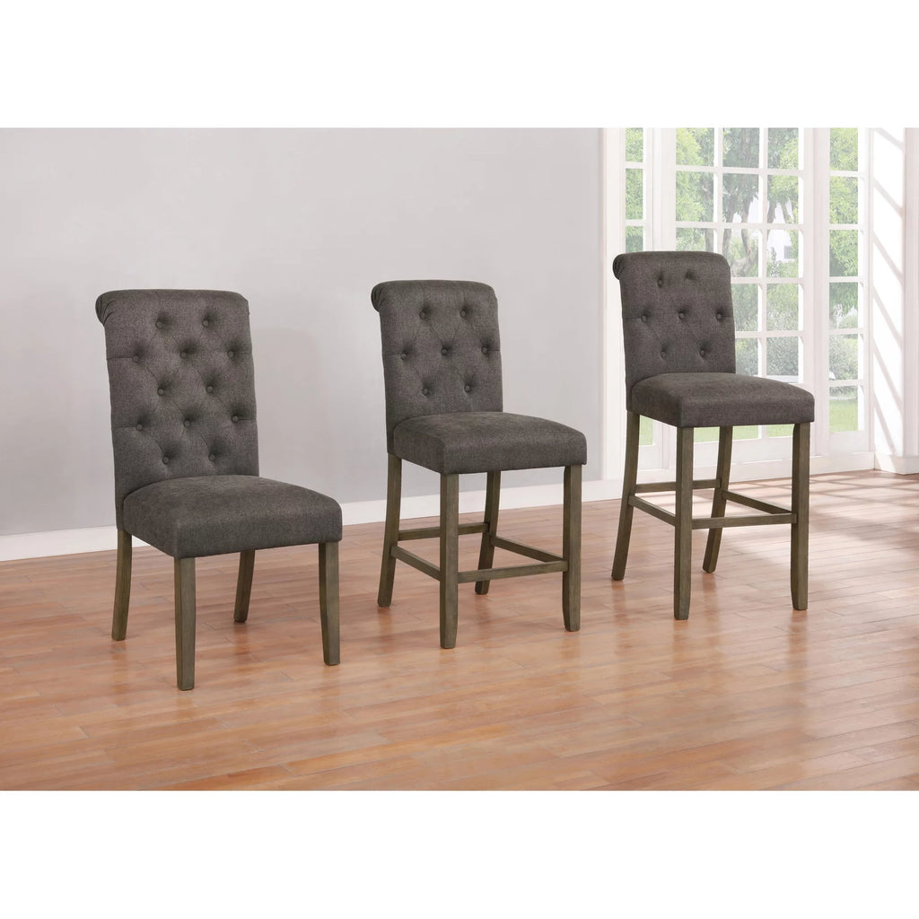 Rustic Brown and Grey Tufted Back Side Chairs Set of 2 G877128