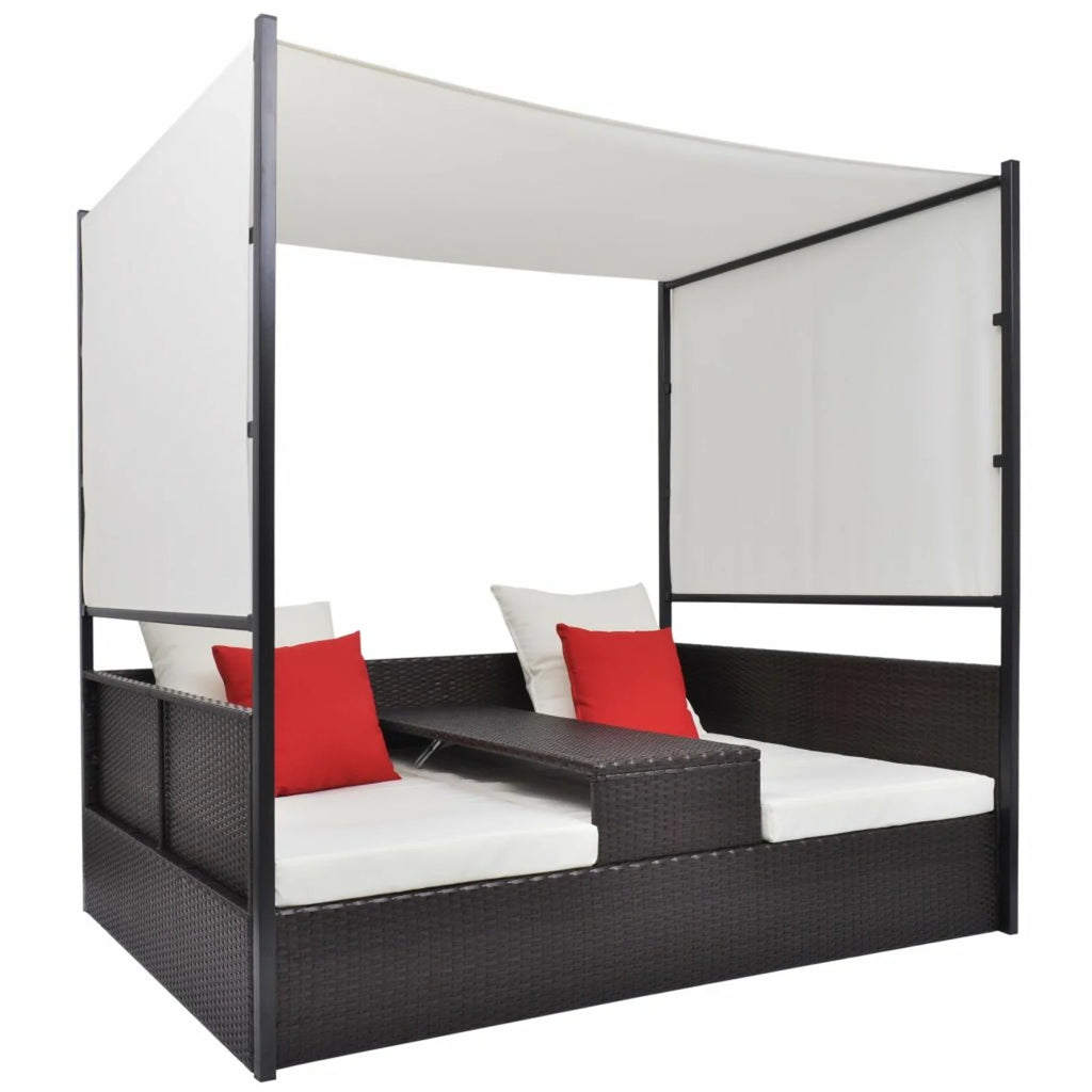 Brown Poly Rattan Patio Bed with Canopy G245440