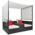 Brown Poly Rattan Patio Bed with Canopy G245440