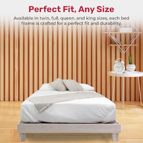 Solid Hardwood Platform Bed Frame with Slats B316820