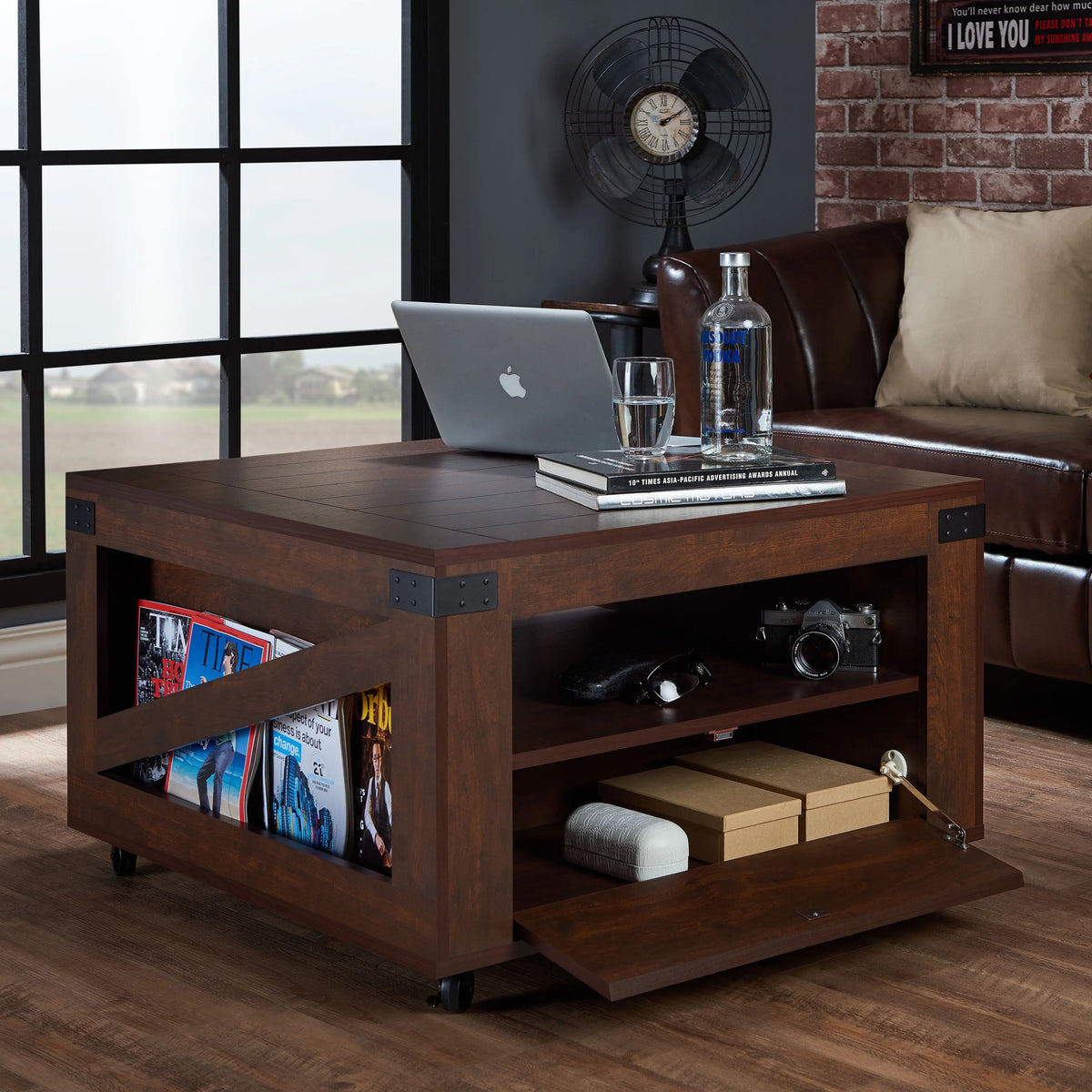 Walnut Coffee Table with Casters F89910