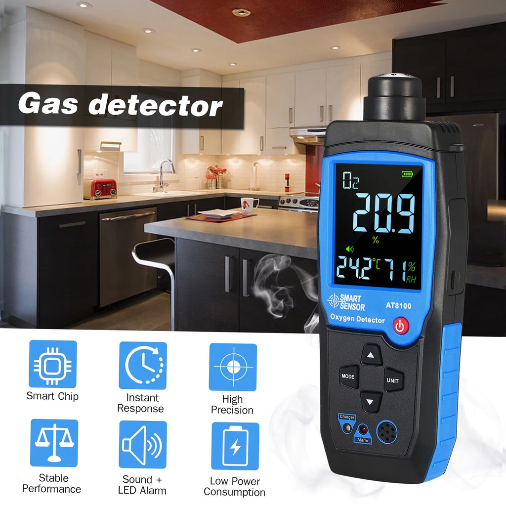 Handheld Digital USB Rechargeable O2 Sensor Tester Monitor LCD Display D828