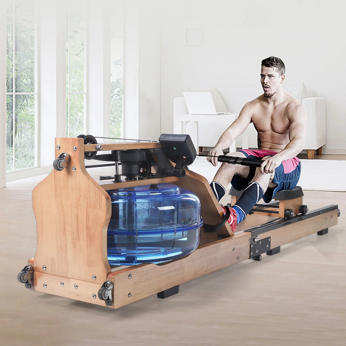 Water Rowing Machine with LED Display Foldable B4437
