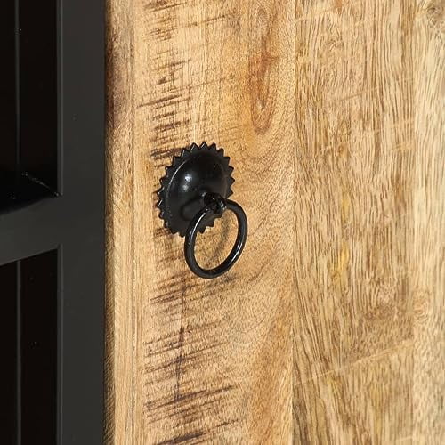 Vintage Rough Mango Wood TV Stand Cabinet with Shelves U388