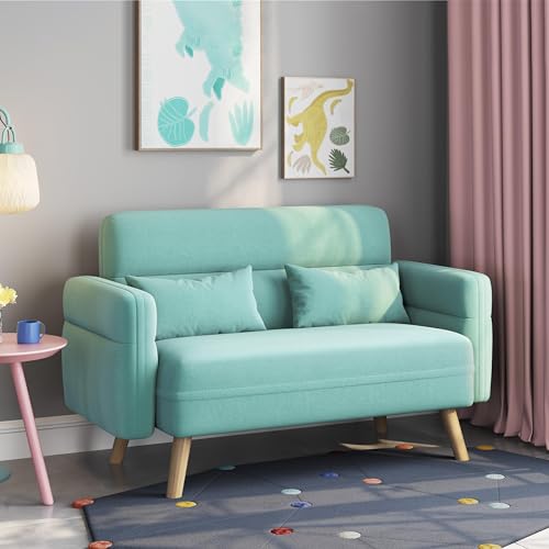 Aquamarine Fabric 2 Seater Sofa with Lumbar Pillows U560