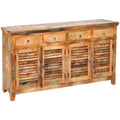 72" Reclaimed Wood 4 Drawers & Doors Sideboard Cabinet W16554