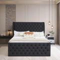 King Size Black Velvet Platform Bed Frame F8892