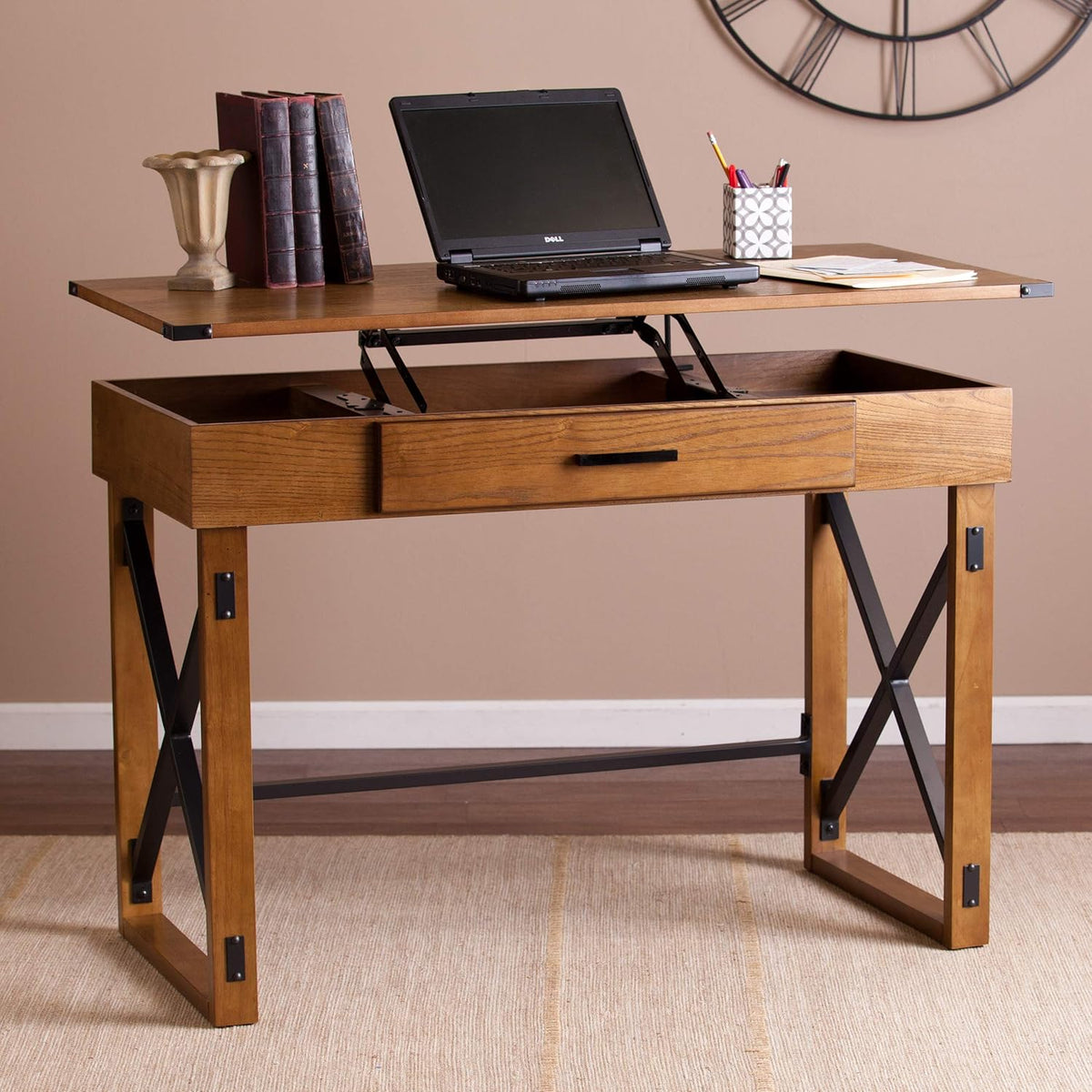 Adjustable Height Standing Desk with Hidden Storage C116122