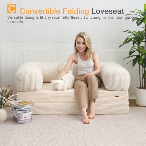 Beige Queen Folding Sofa Bed W389
