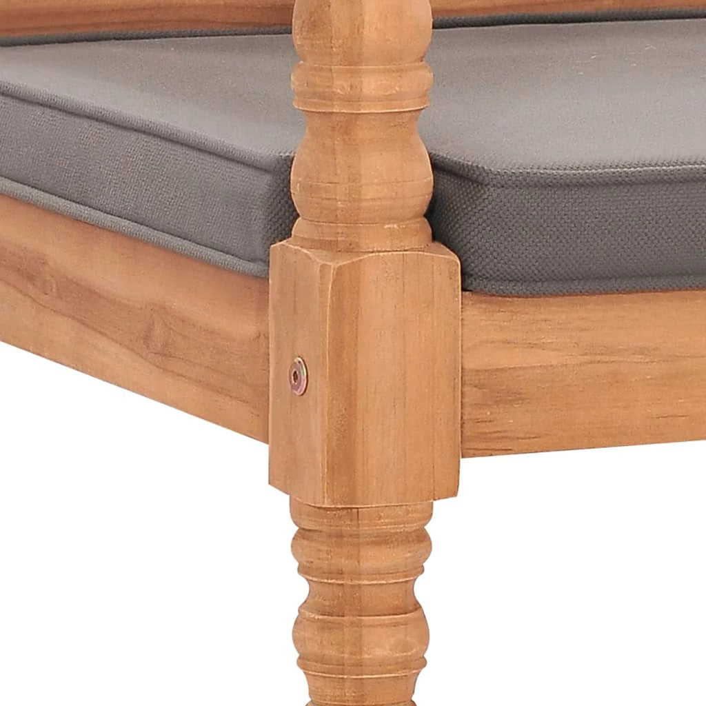 Teak Wood Garden Bench with Dark Gray Cushion O564