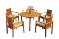 Grade-A Teak 6 Pc Dining Set with 48" Round Table and 5 Stacking Arm Chairs G9512