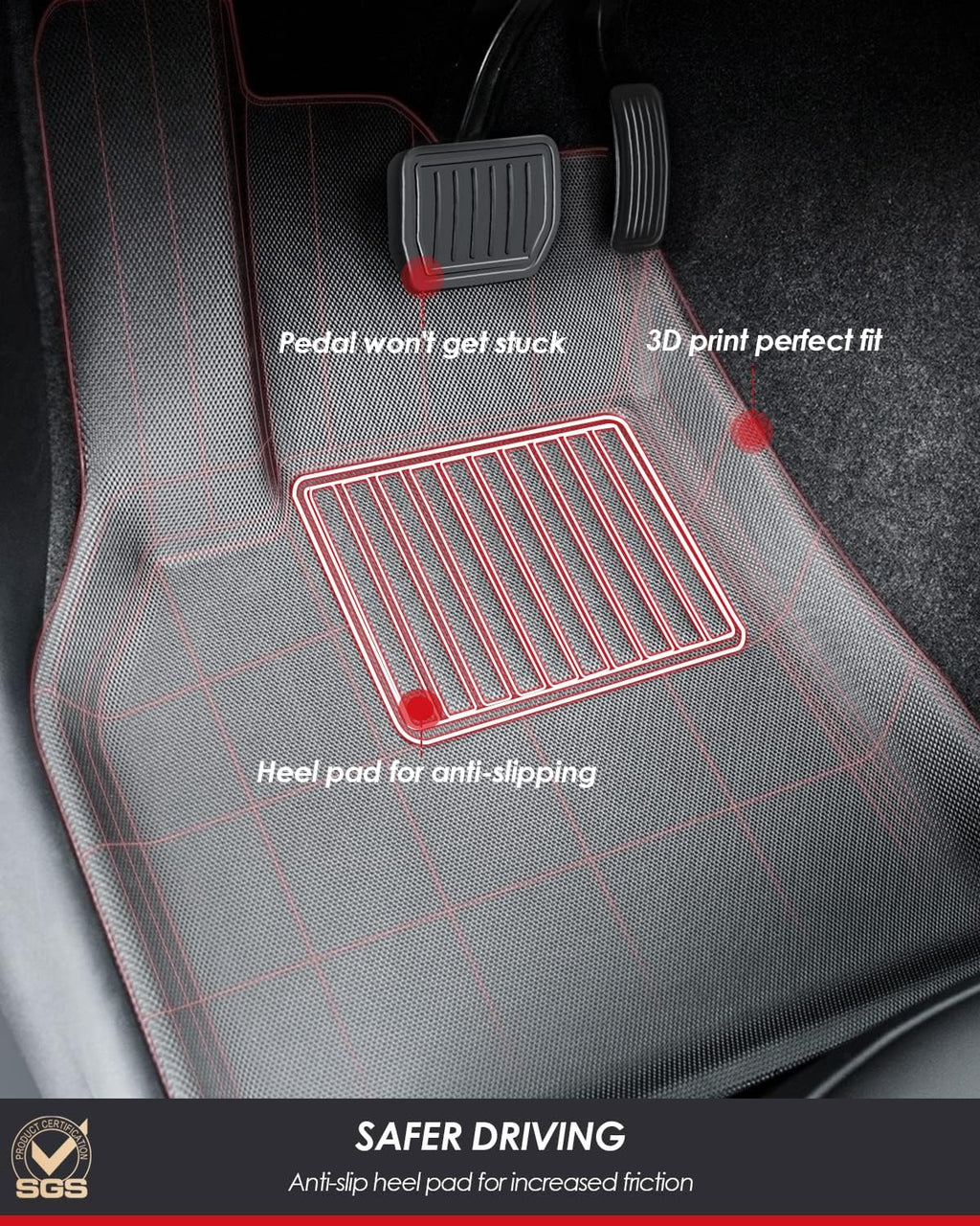 All Weather TPE Floor Mats Cargo Liner Trunk Mats 6 Pieces B50425