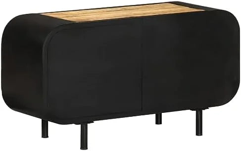 Vintage Rough Mango Wood TV Stand Cabinet with Shelves U388