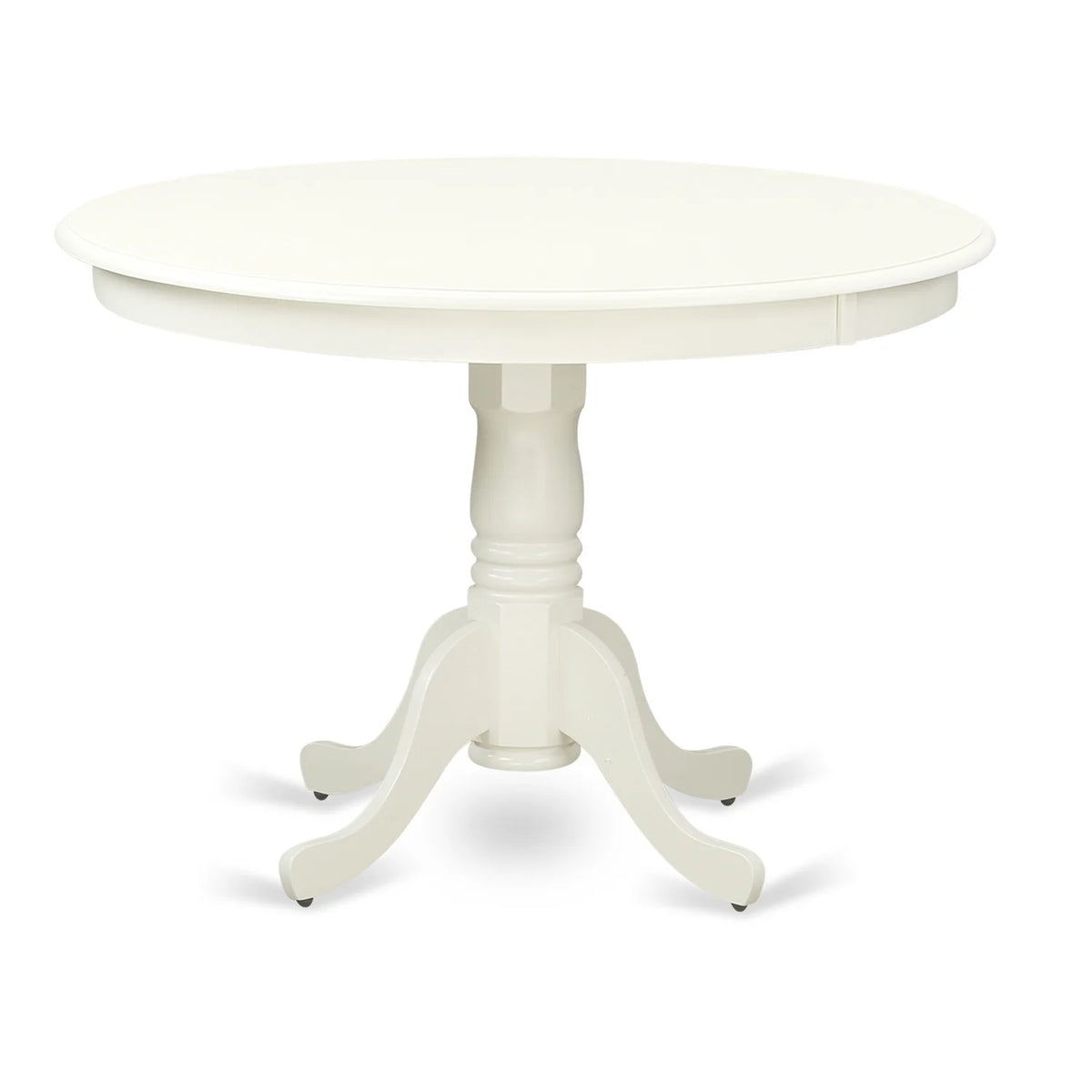 Set of 4 Linen Fabric Baby Blue Dining Chairs and 42-Inch Round Linen White Dining Table O64826