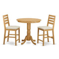 Oak Counter Height Dining Pub Table & 2 Chairs J2576