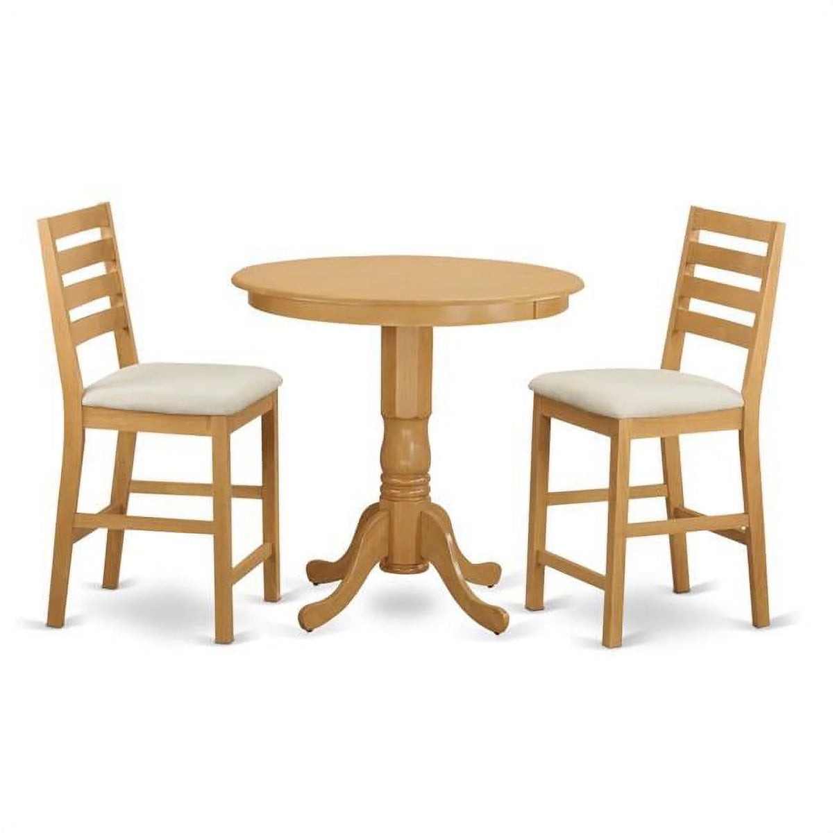 Oak Counter Height Dining Pub Table & 2 Chairs J2576