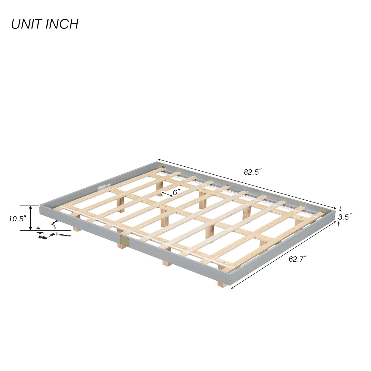 Queen Size Floating Bed Frame with LED Lights Y26907