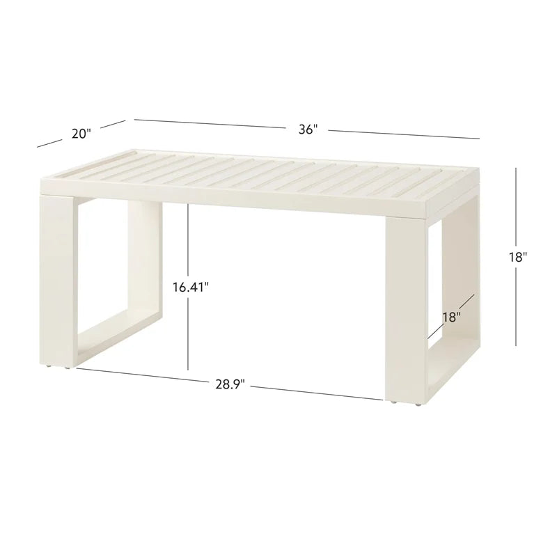 Outdoor Wooden Coffee Table with Slatted Top in White W90757