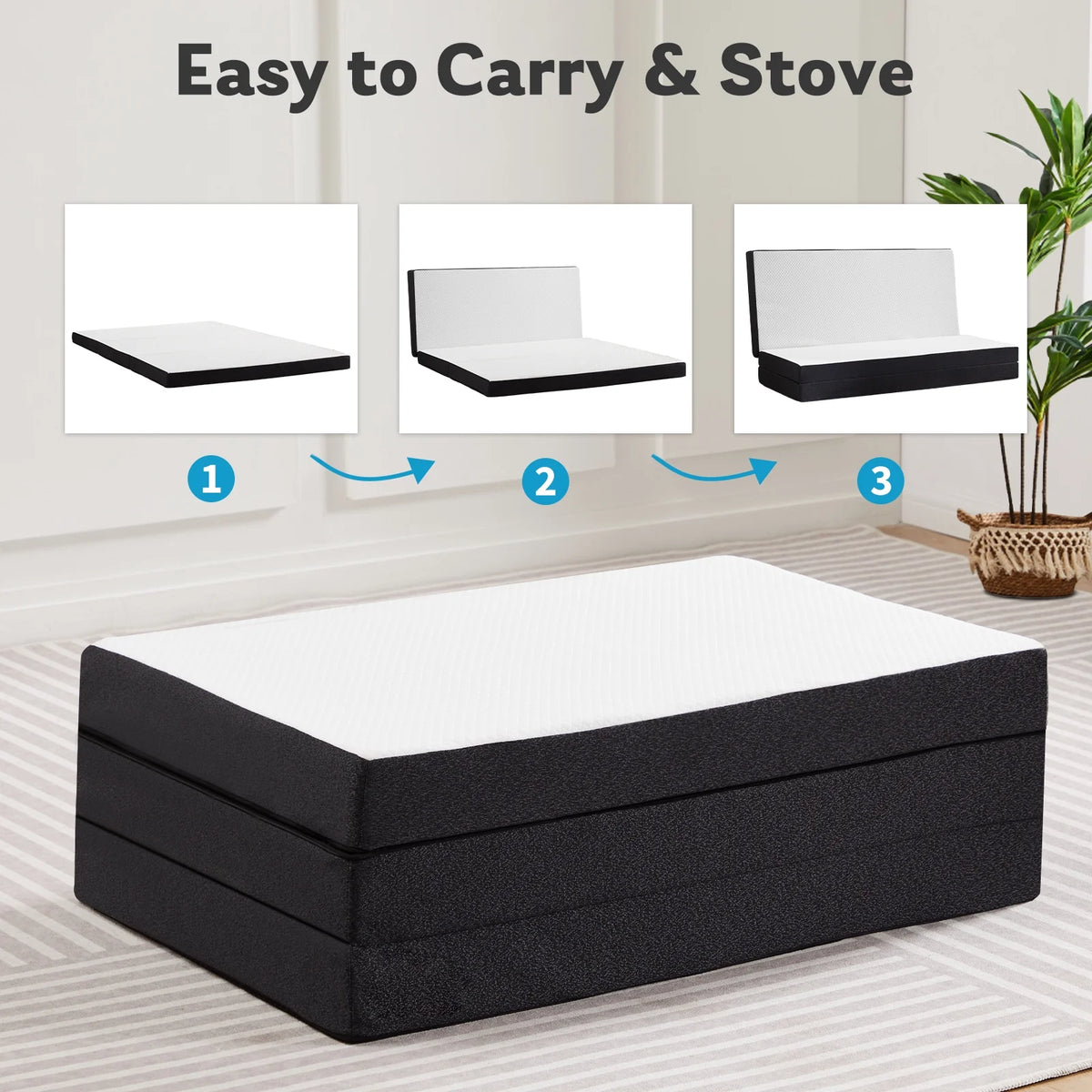 4-inch Tri Folding Memory Mattress with Removable Cover E156066