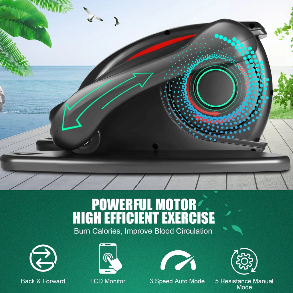 Under Desk Elliptical Machine Seated Pedal Exerciser with LCD Display W773