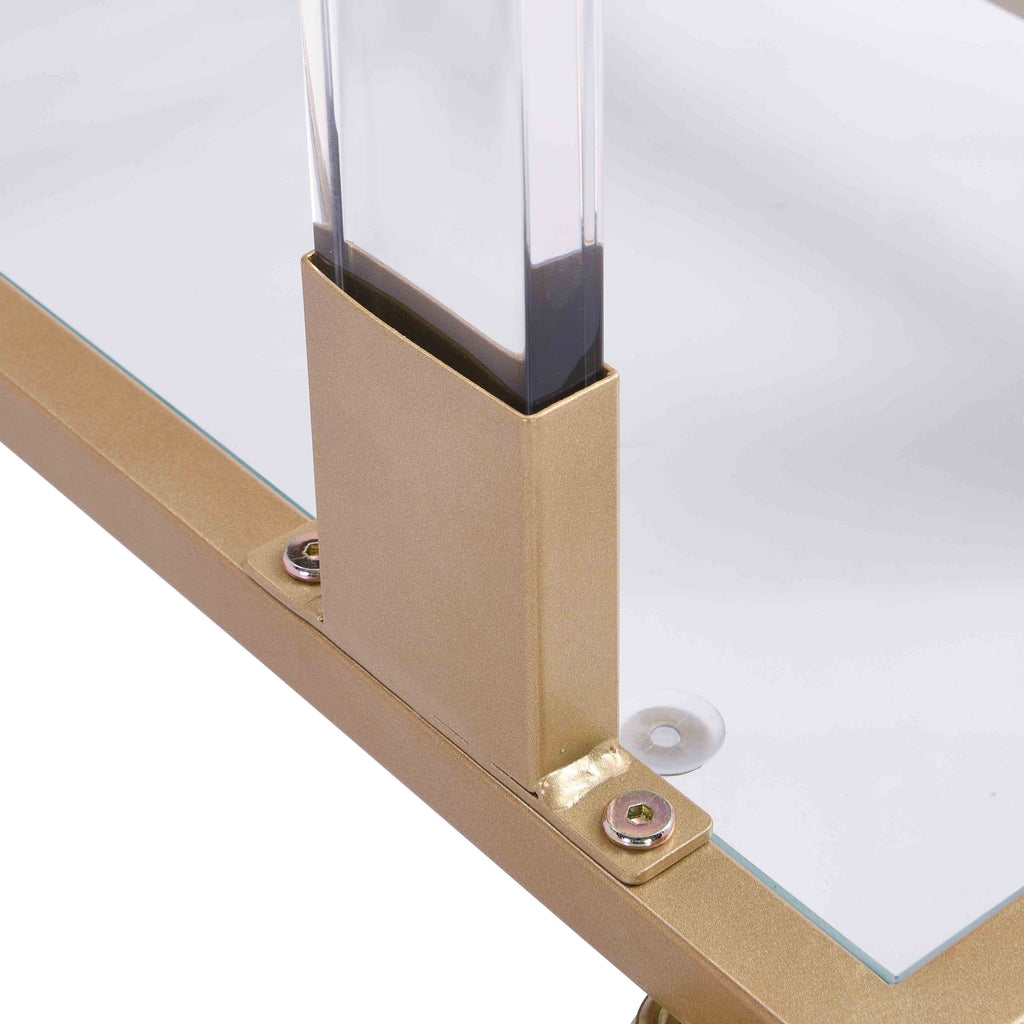 Chrome Glass C Shape Square Side Table R255