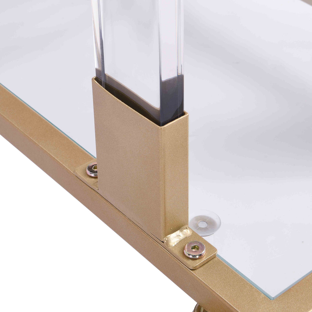 Chrome Glass C Shape Square Side Table R255