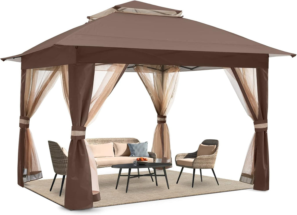13x13Ft Pop Up Canopy Tent with Mosquito Netting Walls F562