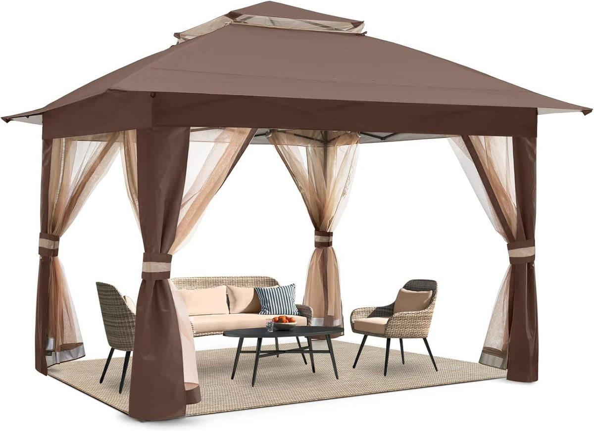 13x13Ft Pop Up Canopy Tent with Mosquito Netting Walls F562