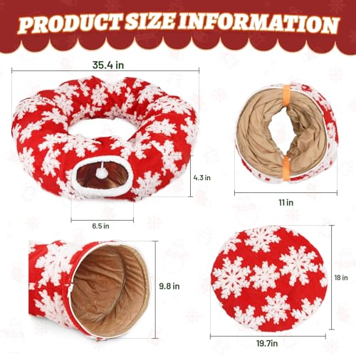 Foldable Plush Cat Tunnel Bed with Washable Cushion P5312