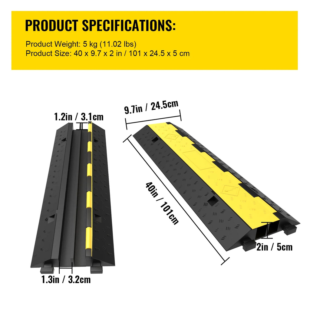 5 PCS 2-Cable Rubber Speed Bump Cable Protector Ramp C73756