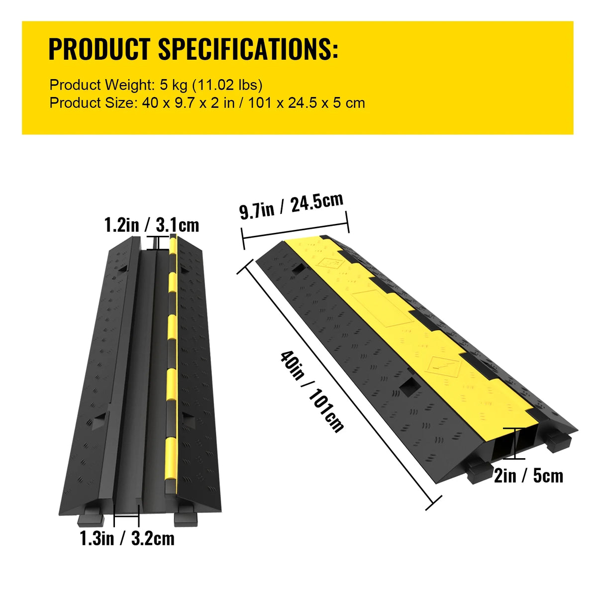 5 PCS 2-Cable Rubber Speed Bump Cable Protector Ramp C73756