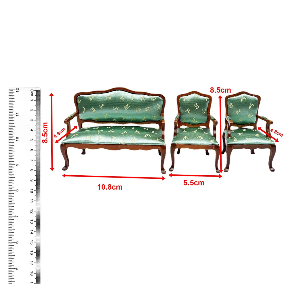 1:12 Scale 3Pcs Simulation Armchairs Sofa Chair T209