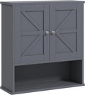 Gray Wall Mounted Bathroom Cabinet with Adjustable Shelf N569210