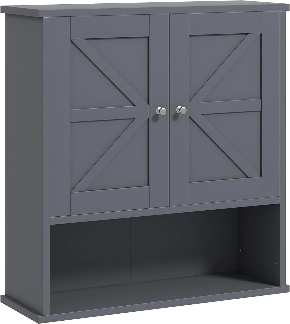 Gray Wall Mounted Bathroom Cabinet with Adjustable Shelf N569210