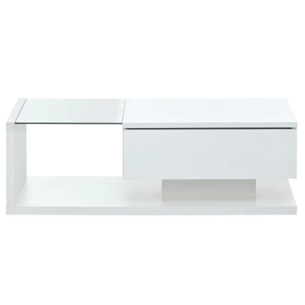 White 2-Tier Tempered Glass Coffee Table Y906611
