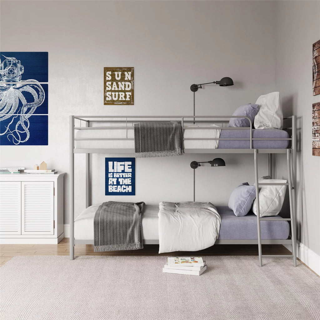 Black Twin-over-Twin Bunk Bed X92962