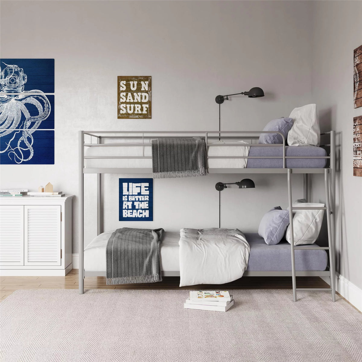 Black Twin-over-Twin Bunk Bed X92962