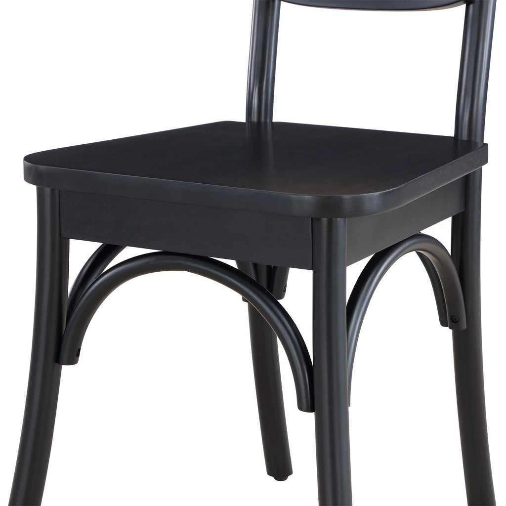 Black Rattan and Solid Wood Dining Chairs I1249