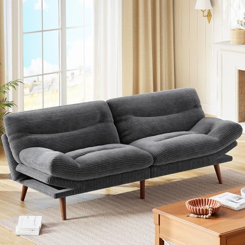 Grey Corduroy Convertible Futon Sofa Bed T23531
