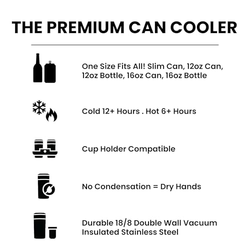 Stainless Steel Can Cooler for 12 oz & 16 oz Cans & Bottles Y703