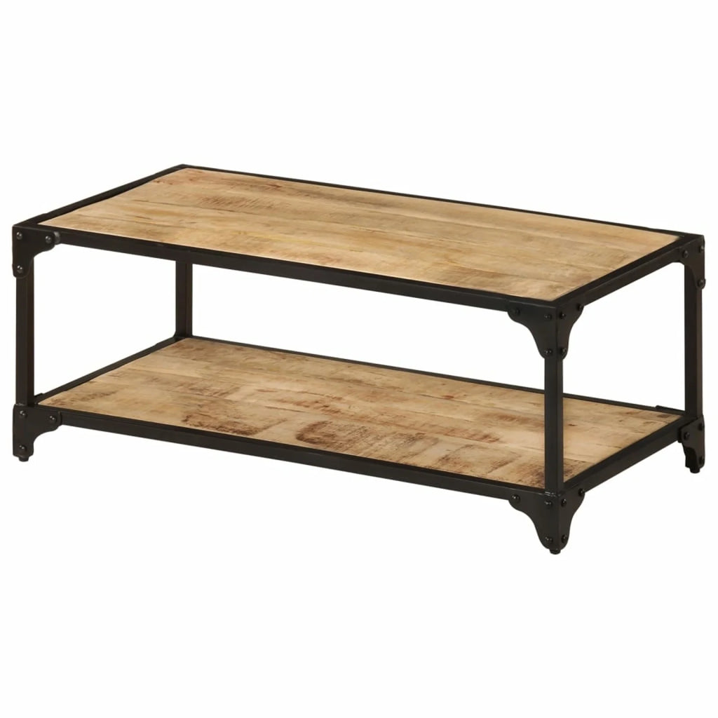Coffee Table with Storage Shelf Mango Wood Iron Frame H463476