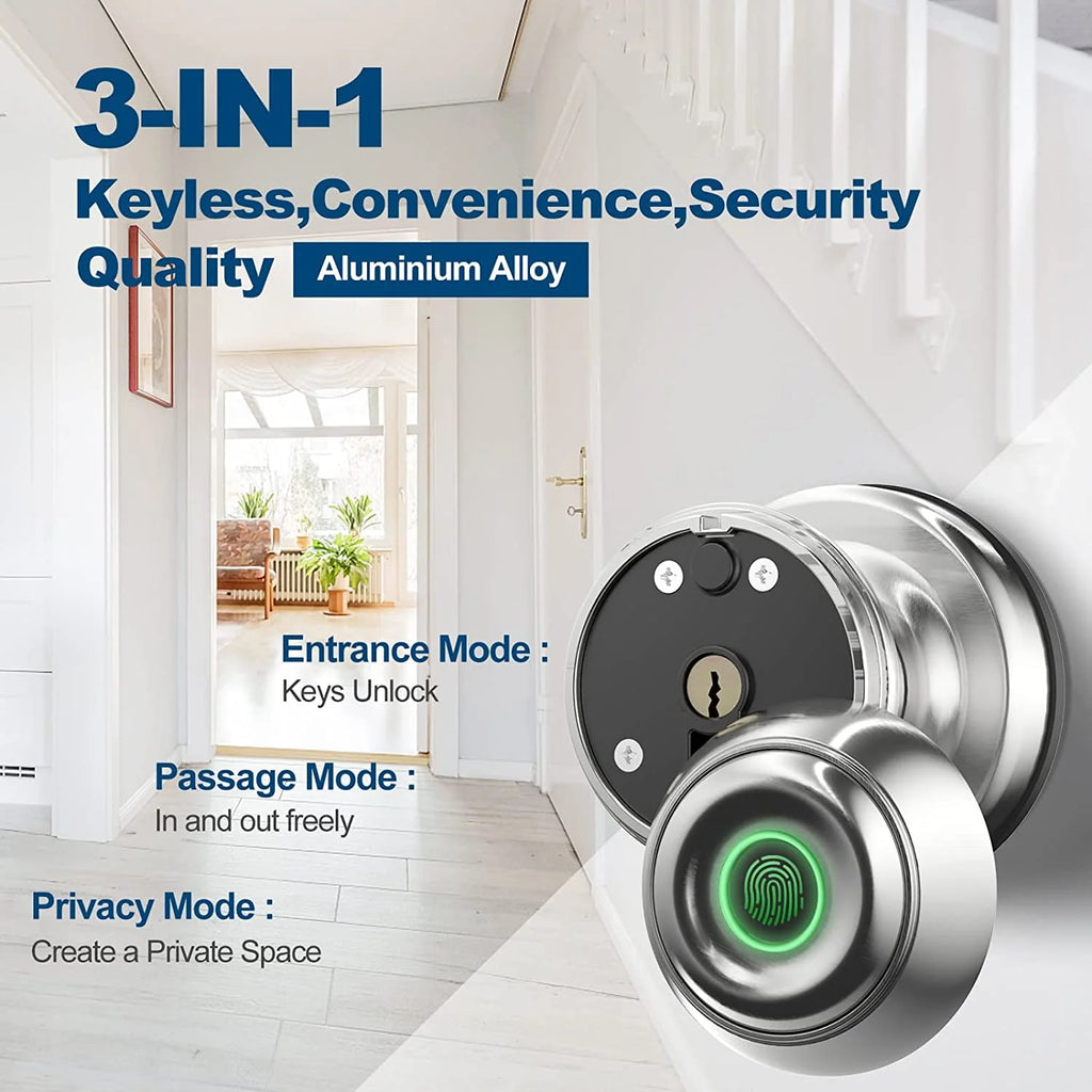 Smart Fingerprint Door Lock with App Control, Black P749514